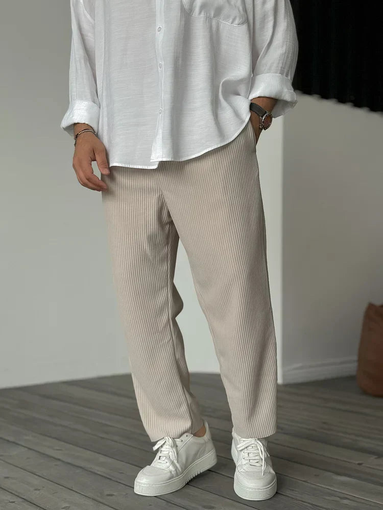 Adam Men's Soft Luxury Cotton Pants | Relaxed Fit Casual Jersey Trousers for Men | Everyday Comfort Loungewear & Smart Casual