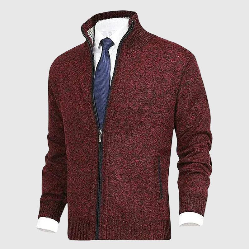 Saber Men's Merino Wool Open Front Cardigan with Turtleneck Collar | Luxury Soft Knit Draped Cardigan
