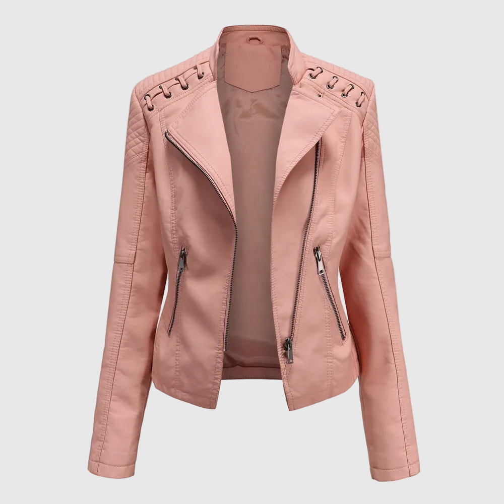 Lara Women's Elegant Faux Leather Biker Jacket | Vegan Leather Moto Jacket for Women | Smart Casual Streetwear & Everyday Outerwear