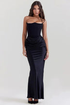 Sloane Women's Satin Bodycon Maxi Dress | Fitted Silhouette | Evening & Smart Casual