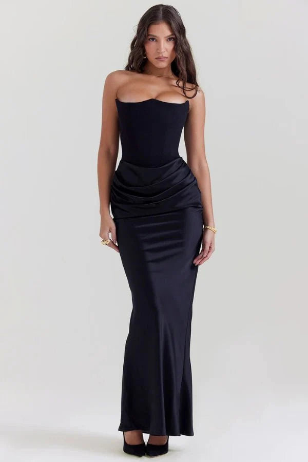 Sloane Women's Satin Bodycon Maxi Dress | Fitted Silhouette | Evening & Smart Casual