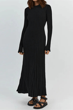 Maeve Women's Ribbed Knit Pleated Maxi Dress | Long Sleeve Smart Casual Dress | Everyday & Evening
