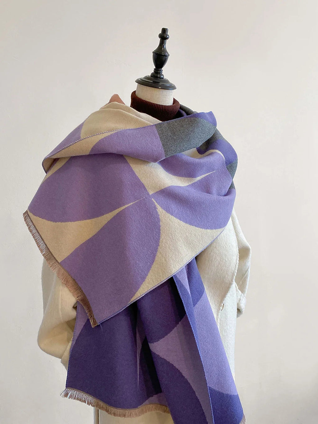 Douceur Women's Reversible Cashmere Blend Patterned Scarf | Luxury Soft Warm Wrap Scarf for Women | Elegant Two-Sided Shawl & Gift Idea