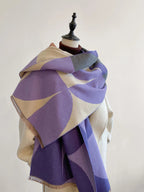Douceur Women's Reversible Cashmere Blend Patterned Scarf | Luxury Soft Warm Wrap Scarf for Women | Elegant Two-Sided Shawl & Gift Idea
