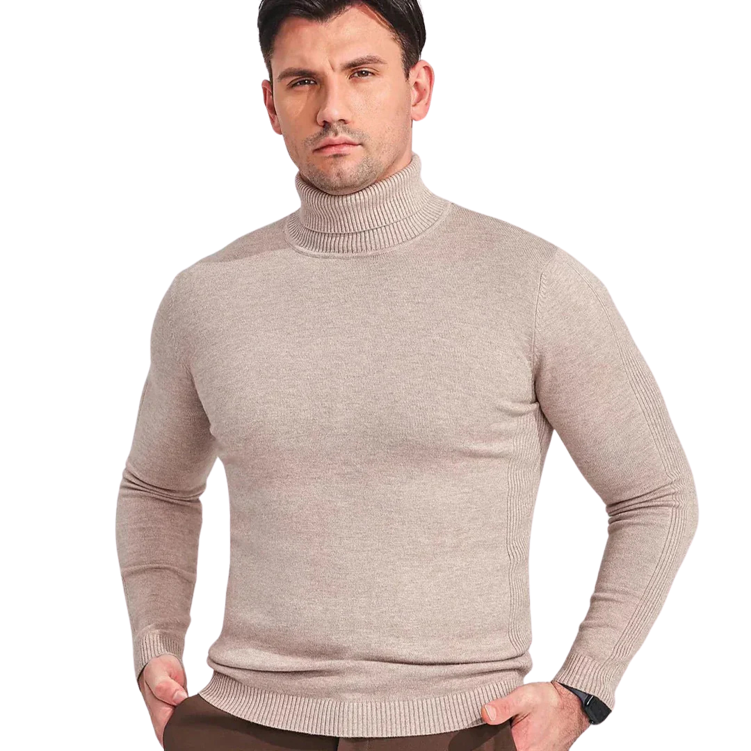 Nico Men's Merino Wool Blend Turtleneck Sweater | Soft Warm Roll Neck Jumper for Men | Smart Casual Everyday Winter Knitwear
