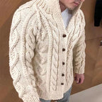 Broderick Men's Thick Cable Knit Cardigan | Warm Wool Blend Chunky Knit Cardigan for Men | Cosy Casual Everyday Heritage Knitwear