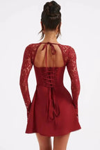 Louise Lace Charm Women's Chiffon Lace Mini Dress | Going Out Party Dress | Evening & Smart Casual