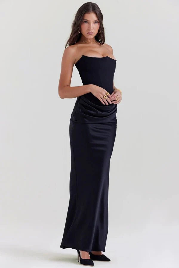 Sloane Women's Satin Bodycon Maxi Dress | Fitted Silhouette | Evening & Smart Casual