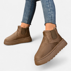Lyanna Women's Platform Plush Ankle Boots | Cosy Fluffy Flat Booties for Women