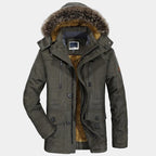Arctic Men's Winter Parka with Faux Fur Collar | Warm Padded Hooded Parka Jacket for Men | Windproof Cold Weather Outdoor Outerwear