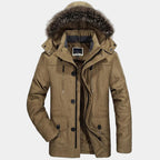 Arctic Men's Winter Parka with Faux Fur Collar | Warm Padded Hooded Parka Jacket for Men | Windproof Cold Weather Outdoor Outerwear