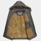 Arctic Men's Winter Parka with Faux Fur Collar | Warm Padded Hooded Parka Jacket for Men | Windproof Cold Weather Outdoor Outerwear