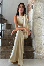 Reese Women's One Shoulder Knot Maxi Dress | Formal Bodycon Going Out Gown | Evening & Occasion