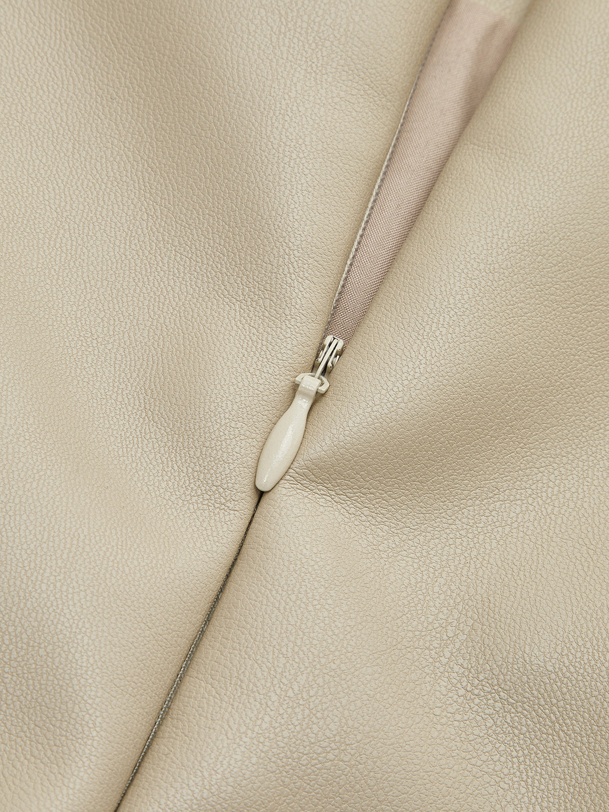 Faux Leather Midi Skirt with Piped Hem and Slit – High-Waist PU Skirt for Women