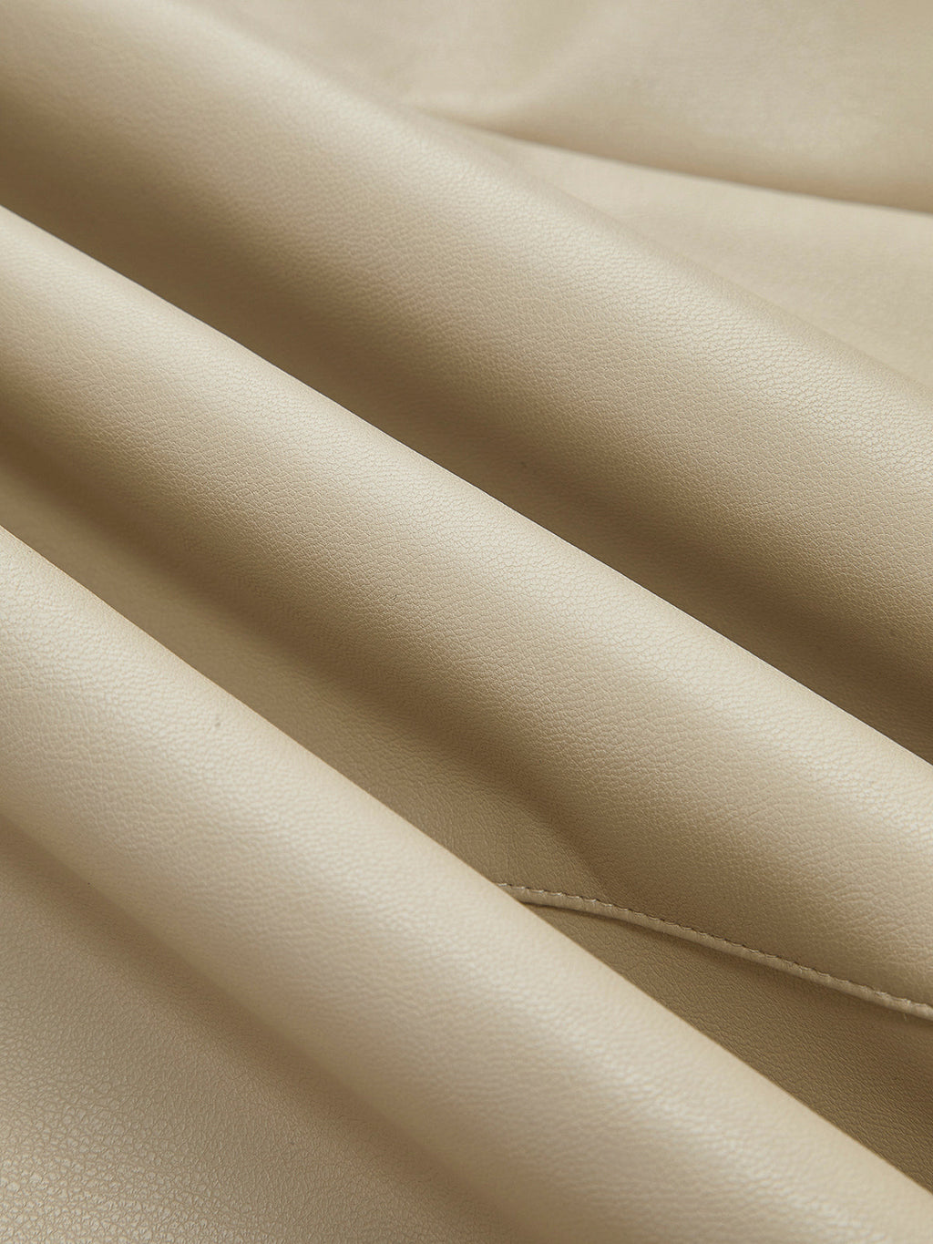 Faux Leather Midi Skirt with Piped Hem and Slit – High-Waist PU Skirt for Women