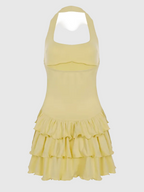 Bartie Women's Corset Ruffle Mini Dress | Halter Going Out Party Dress | Holiday & Night Out