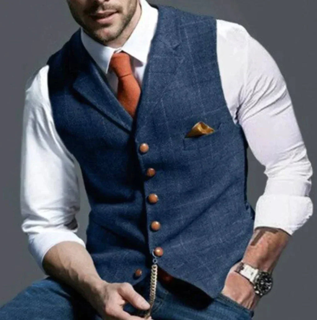 Dante Men's Elegant Knitted Vest | Smart Casual Sweater Vest for Men | Preppy Sleeveless Knit Waistcoat