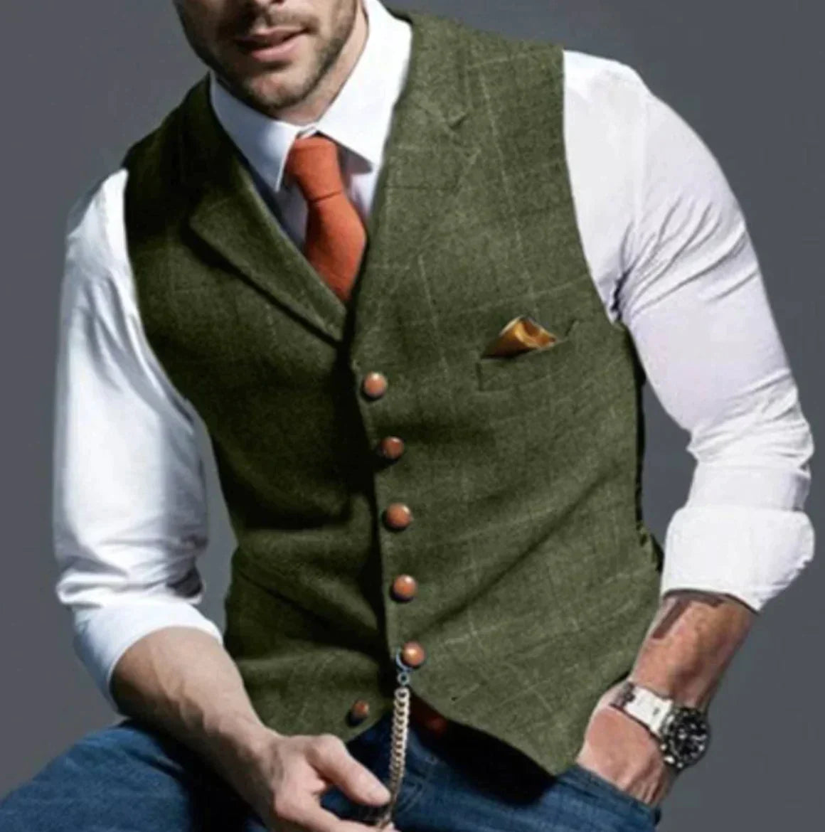 Dante Men's Elegant Knitted Vest | Smart Casual Sweater Vest for Men | Preppy Sleeveless Knit Waistcoat