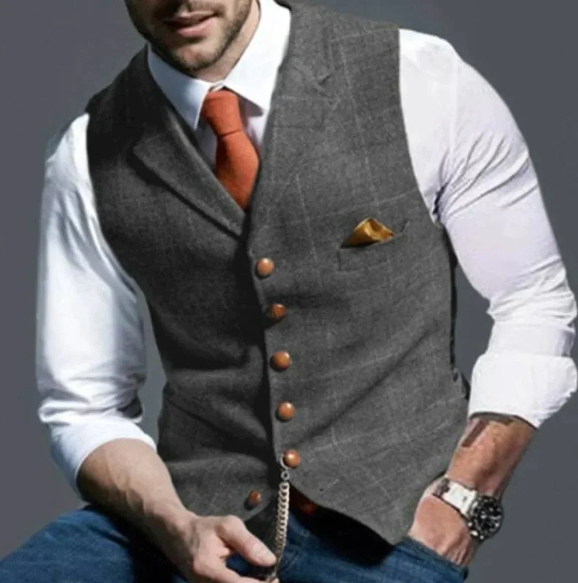 Dante Men's Elegant Knitted Vest | Smart Casual Sweater Vest for Men | Preppy Sleeveless Knit Waistcoat