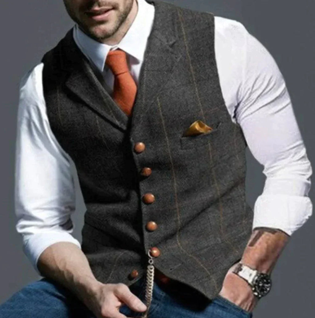 Dante Men's Elegant Knitted Vest | Smart Casual Sweater Vest for Men | Preppy Sleeveless Knit Waistcoat