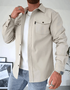 Men's Casual Autumn Knit Jersey Shirt | Stylish Comfortable Long Sleeve Shirt for Men | Smart Casual Everyday Layering Essential