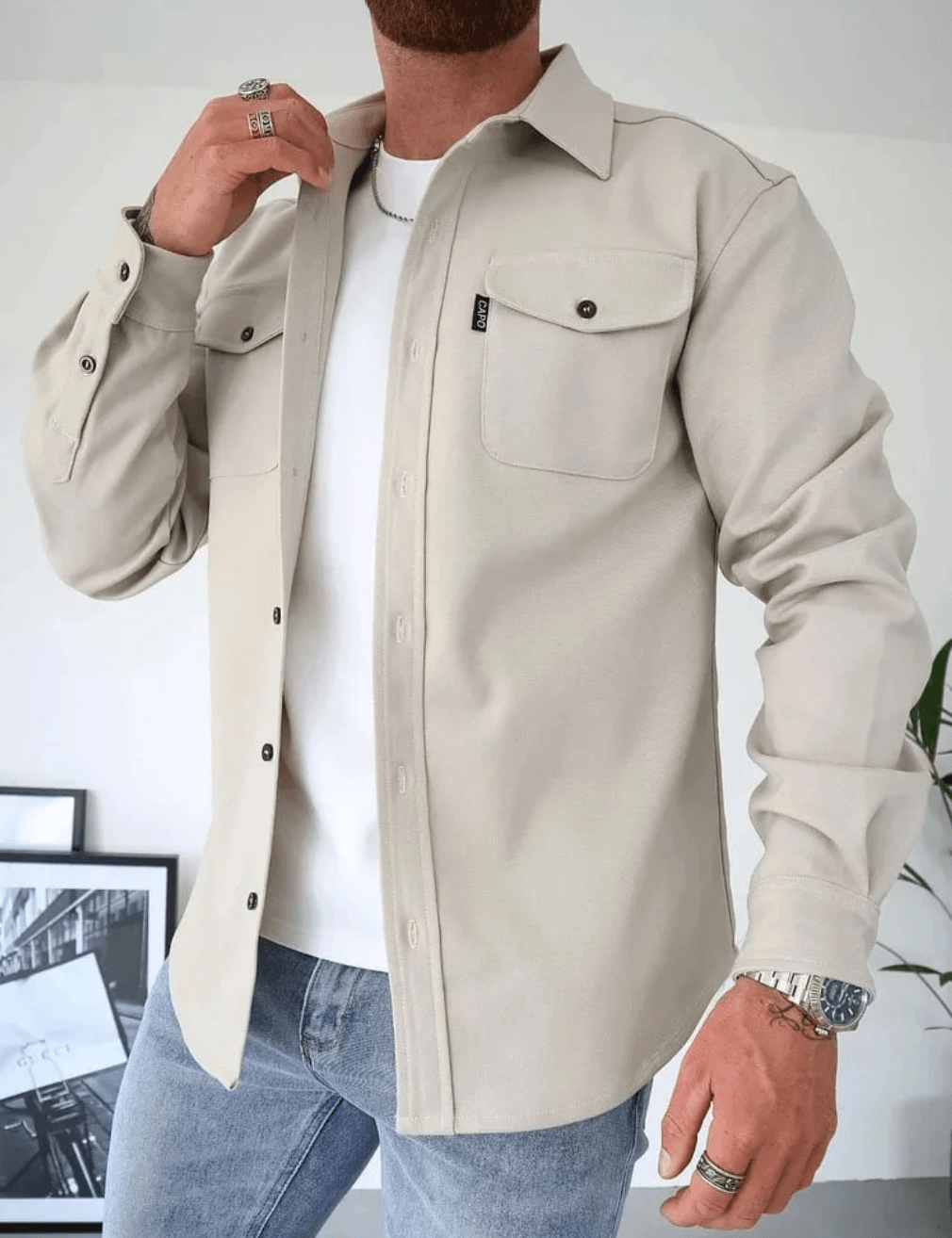 Men's Casual Autumn Knit Jersey Shirt | Stylish Comfortable Long Sleeve Shirt for Men | Smart Casual Everyday Layering Essential