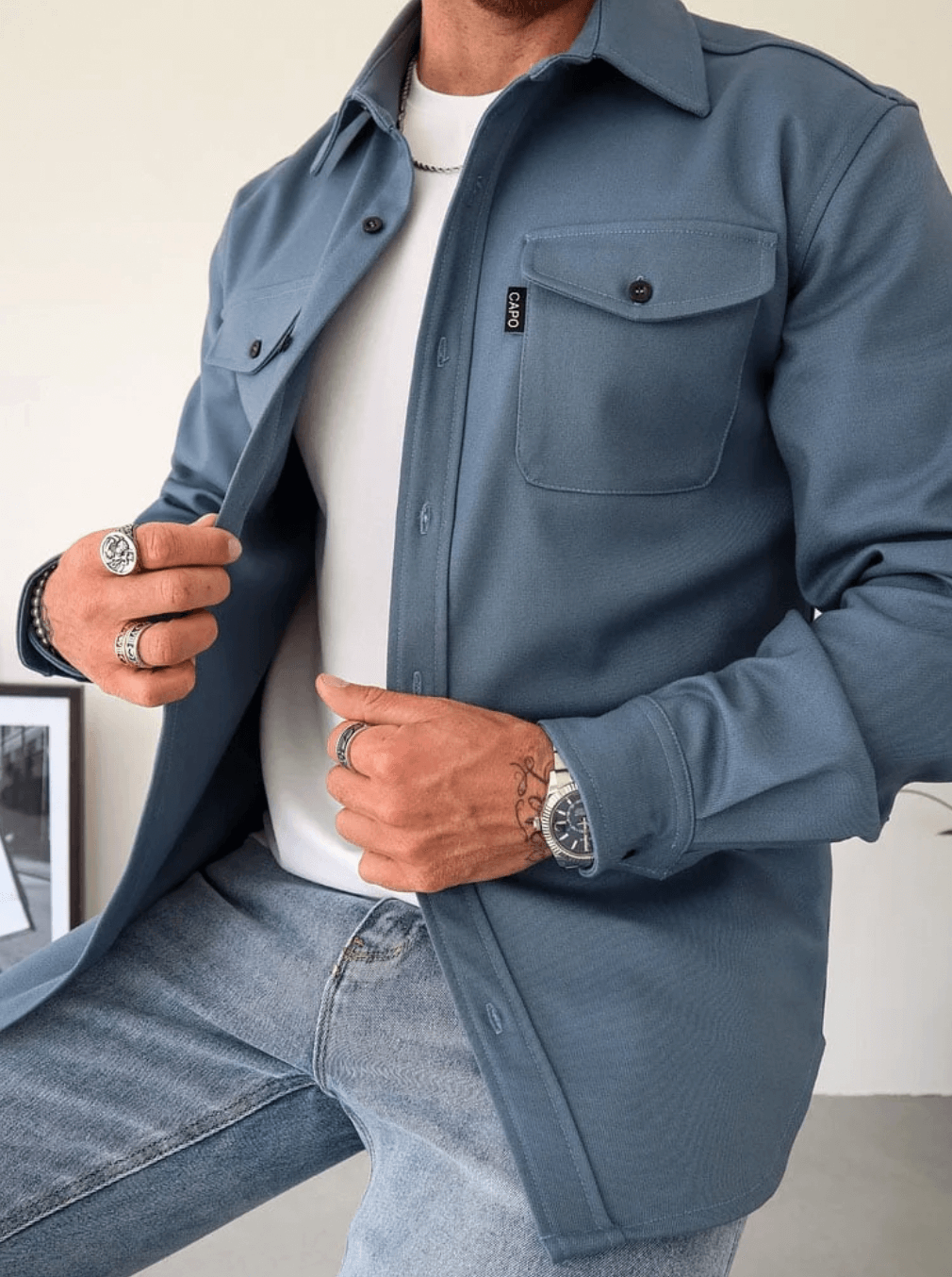 Men's Casual Autumn Knit Jersey Shirt | Stylish Comfortable Long Sleeve Shirt for Men | Smart Casual Everyday Layering Essential