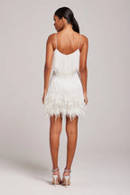 Marj Women's Fringe Feather Cocktail Dress | Glamorous Party Mini Dress for Women | Evening Going Out & Occasion Wear