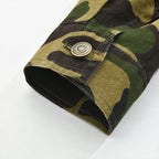 Camouflage Men's Retro Canvas Lapel Jacket | Military Camo Print Button-Down Jacket for Men | Casual Streetwear & Everyday Outerwear