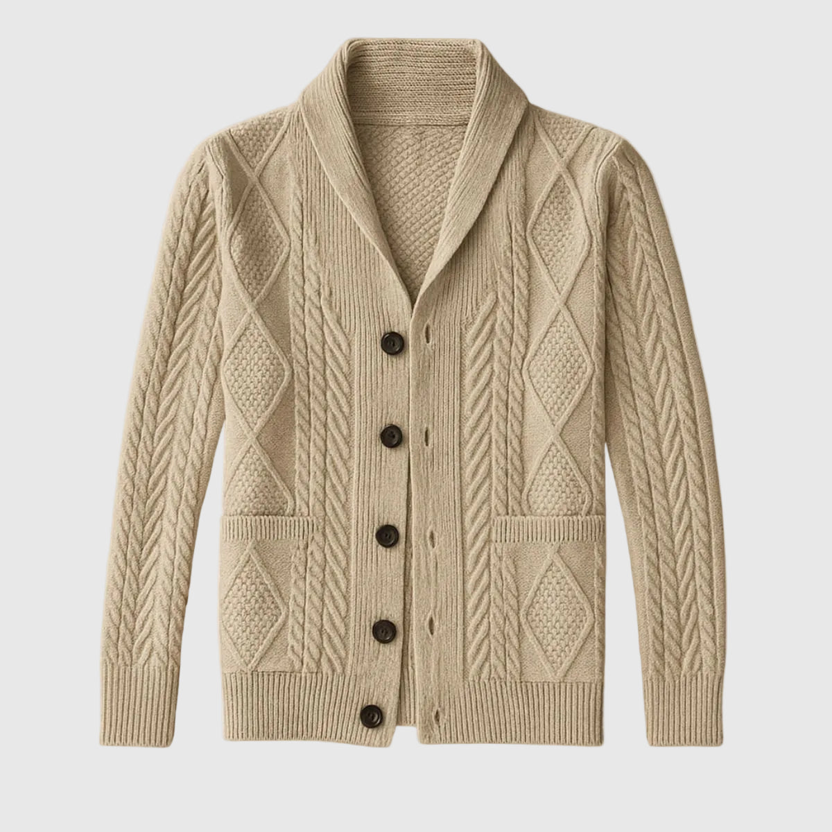 Caspiano Men's Premium Cashmere Blend Button-Up Cardigan | Luxury Soft Knit Cardigan for Men | Smart Casual Everyday Winter Knitwear