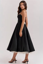 Celestina Women's Corset Bustier Full Skirt Midi Dress | Lace Trim Tea Length Occasion Dress | Evening & Going Out