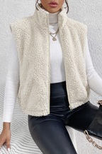 Kavé Women's Teddy Fleece Gilet | Sherpa Zip Sleeveless Vest | Layering Casual & Everyday Wear