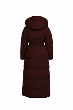 Women's Longline Puffer Jacket with Adjustable Waist and Water-Resistant Shell