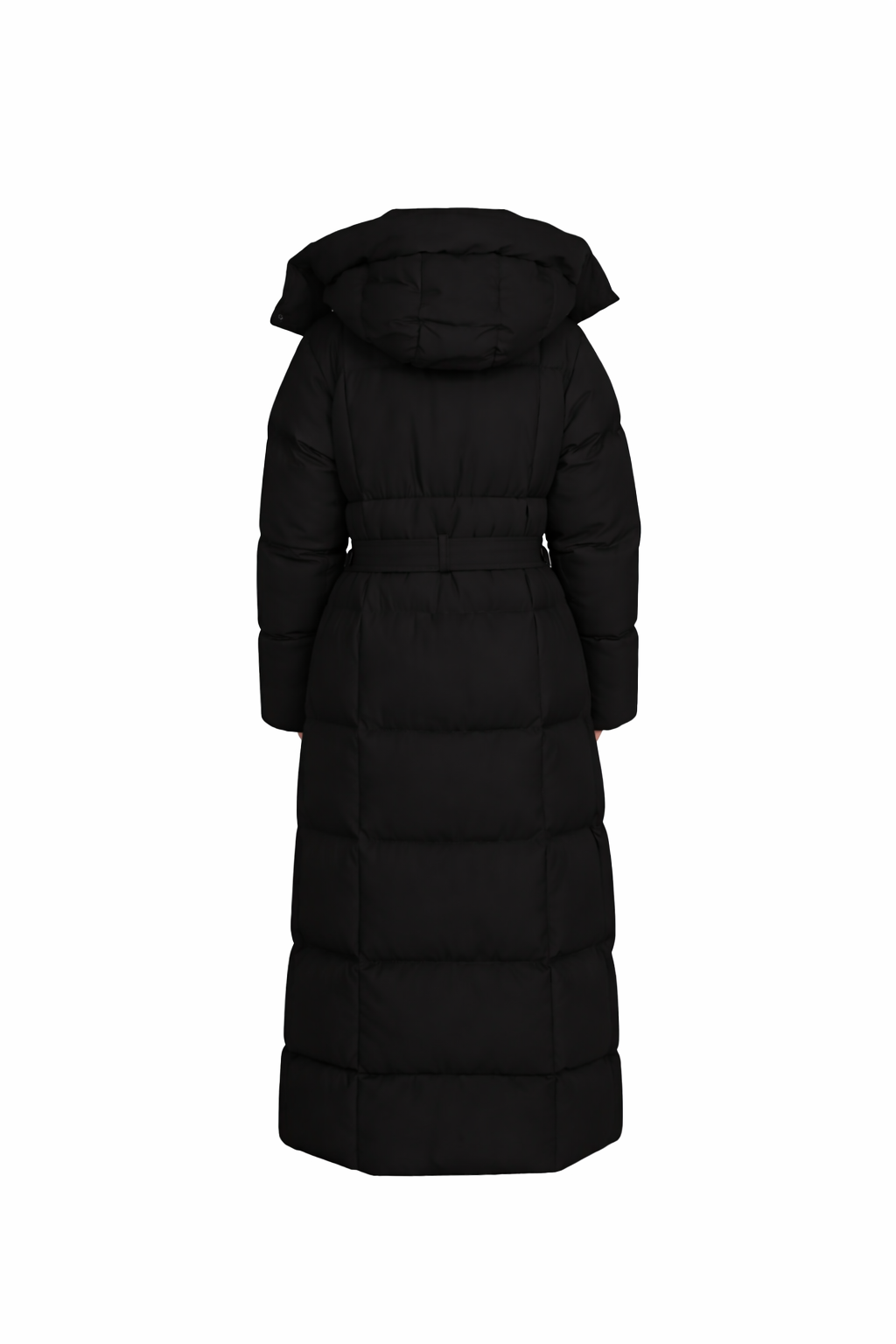 Women's Longline Puffer Jacket with Adjustable Waist and Water-Resistant Shell