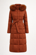 Sleek Long Winter Puffer Jacket with Hood for Women