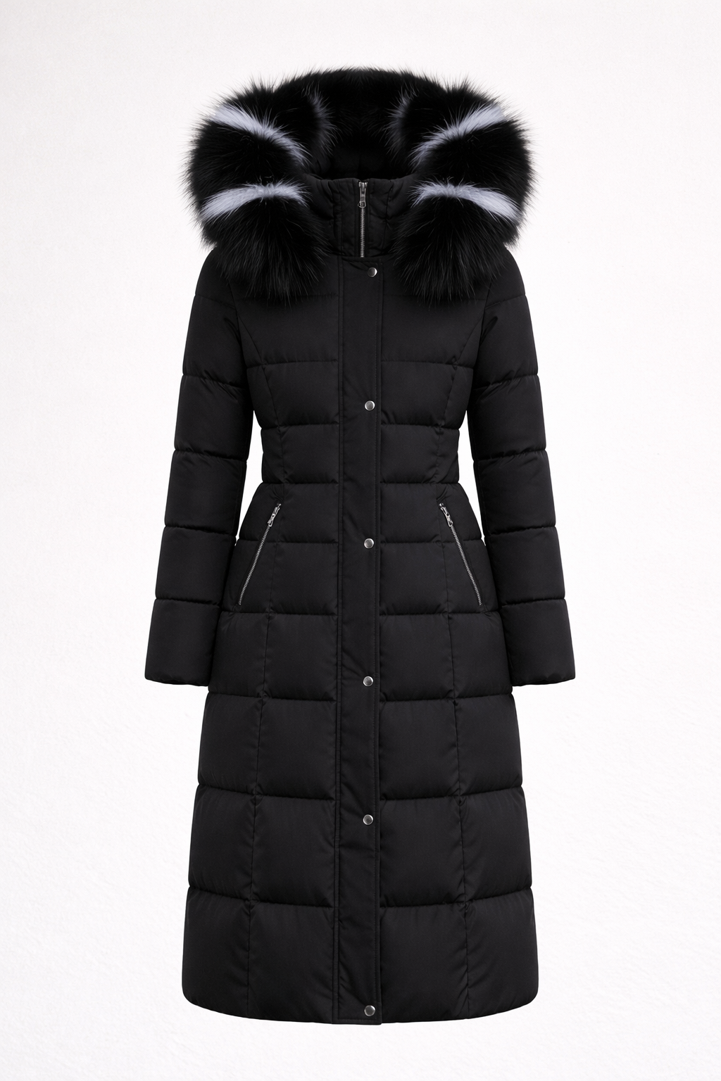 Sleek Long Winter Puffer Jacket with Hood for Women