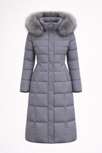 Sleek Long Winter Puffer Jacket with Hood for Women