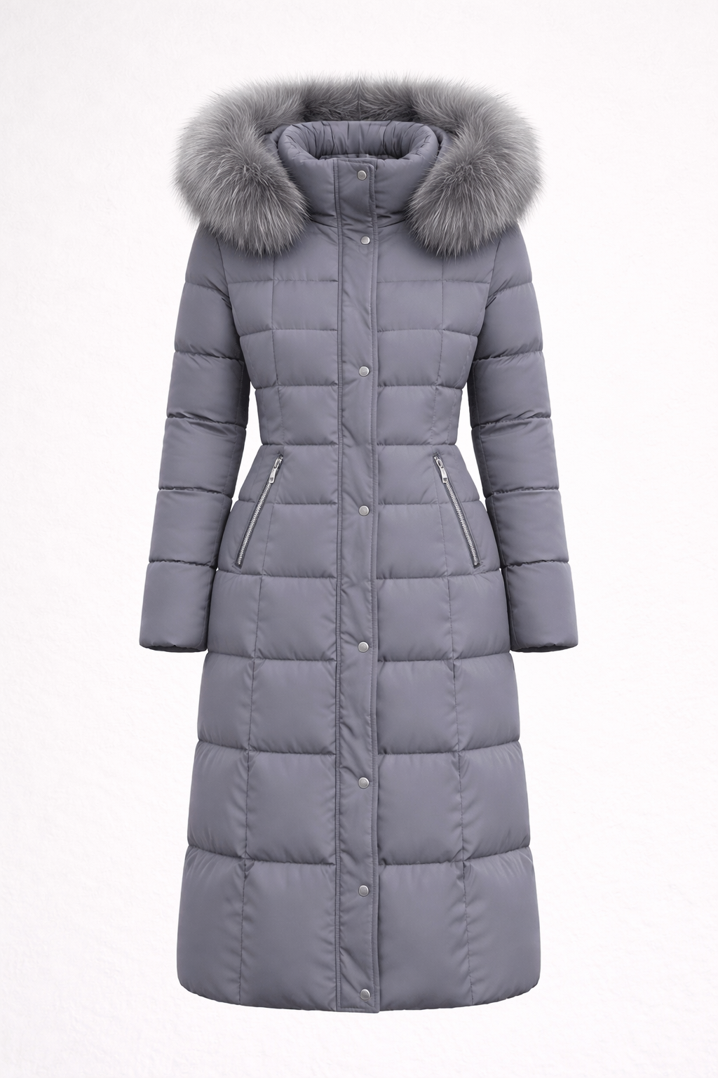 Sleek Long Winter Puffer Jacket with Hood for Women