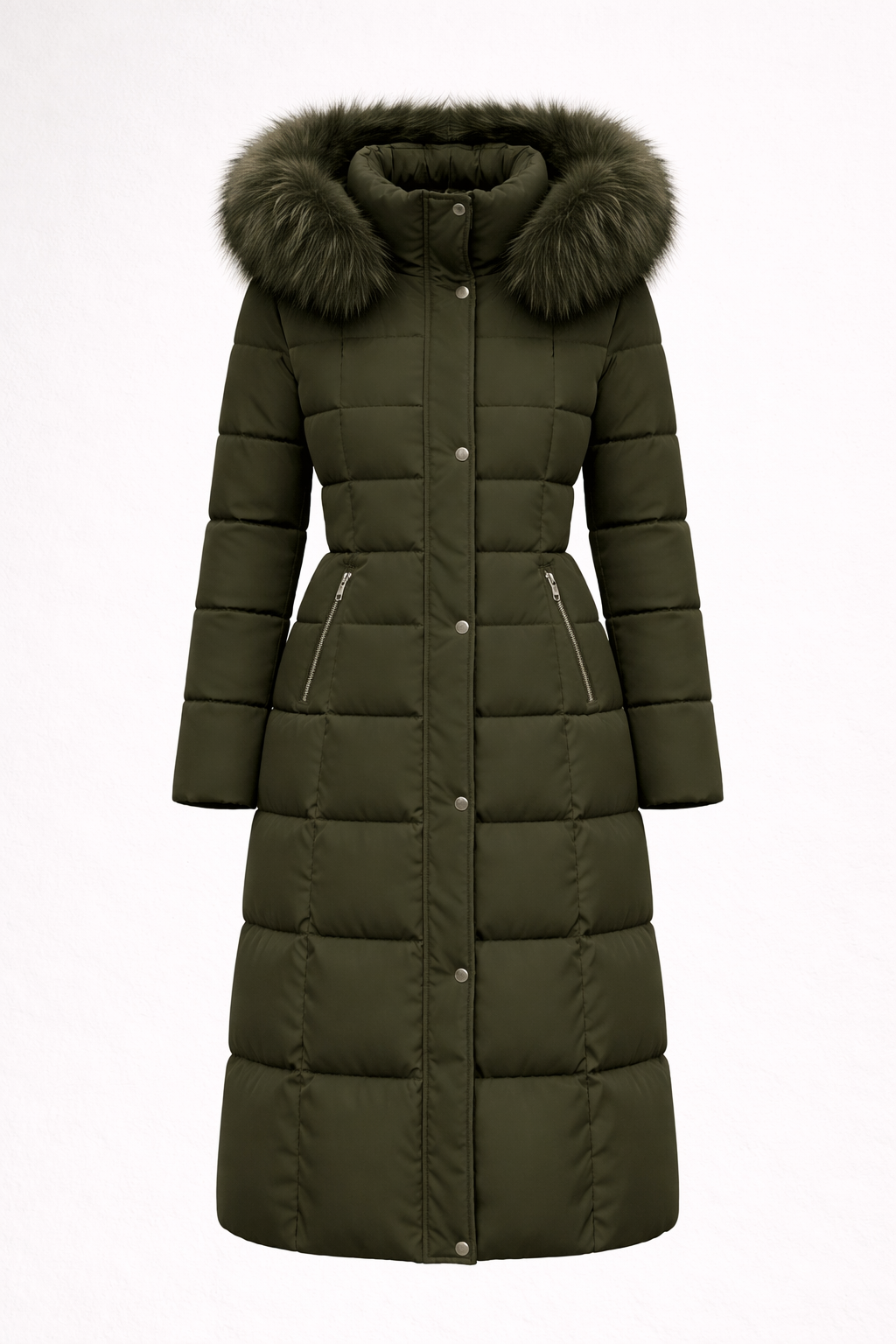 Sleek Long Winter Puffer Jacket with Hood for Women