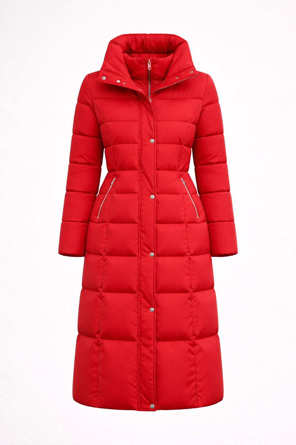 Sleek Long Winter Puffer Jacket with Hood for Women