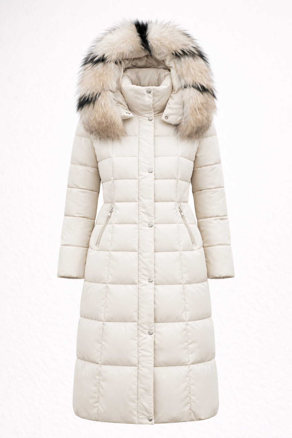 Sleek Long Winter Puffer Jacket with Hood for Women