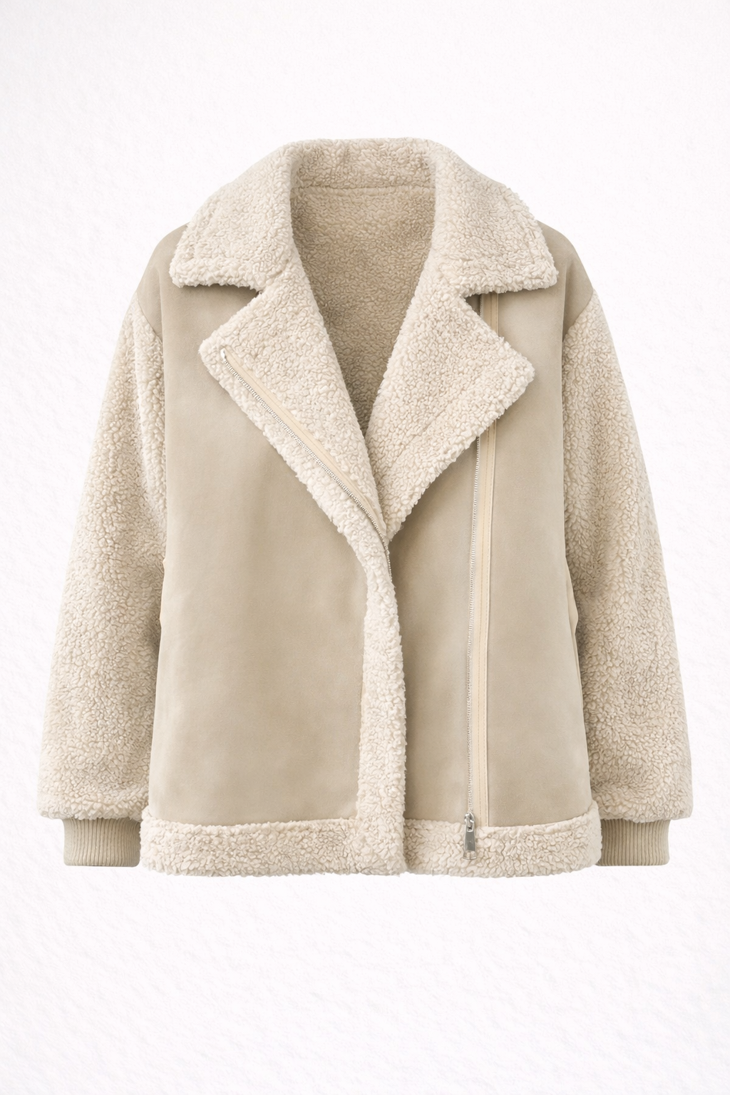 Women's Classic Oversized Vegan Fur Suede Jacket | Lapel Collar Faux Fur Suede Coat for Women | Luxury Cruelty-Free Outerwear
