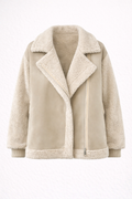 Women's Classic Oversized Vegan Fur Suede Jacket | Lapel Collar Faux Fur Suede Coat for Women | Luxury Cruelty-Free Outerwear