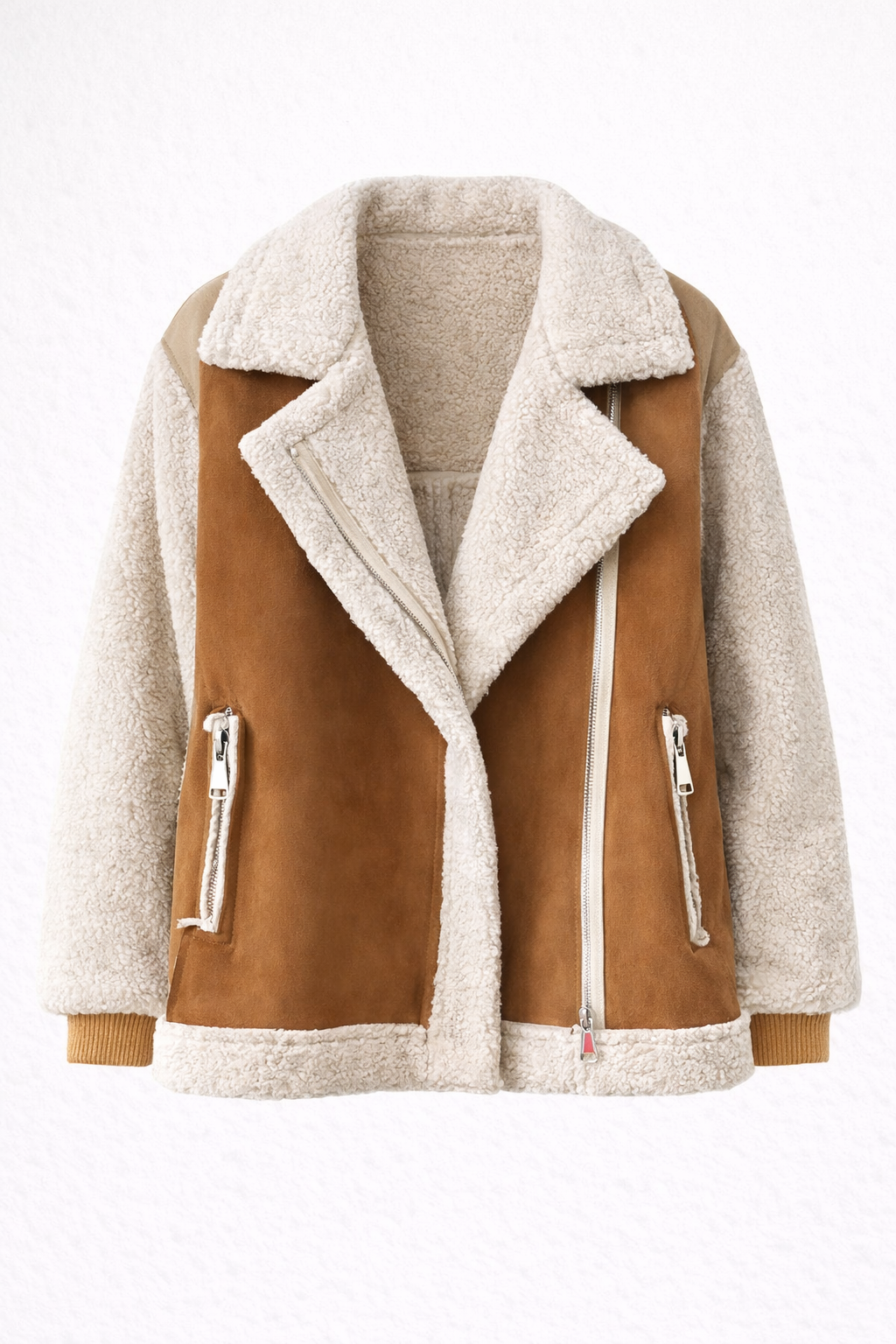 Women's Classic Oversized Vegan Fur Suede Jacket | Lapel Collar Faux Fur Suede Coat for Women | Luxury Cruelty-Free Outerwear