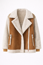 Women's Classic Oversized Vegan Fur Suede Jacket | Lapel Collar Faux Fur Suede Coat for Women | Luxury Cruelty-Free Outerwear