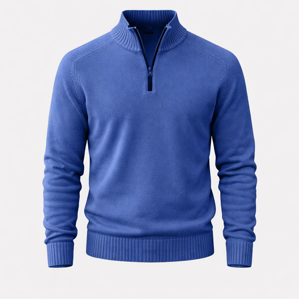 Aldric Men's Cashmere Cotton Half-Zip Jumper | Luxury Soft Zip Neck Knitwear for Men