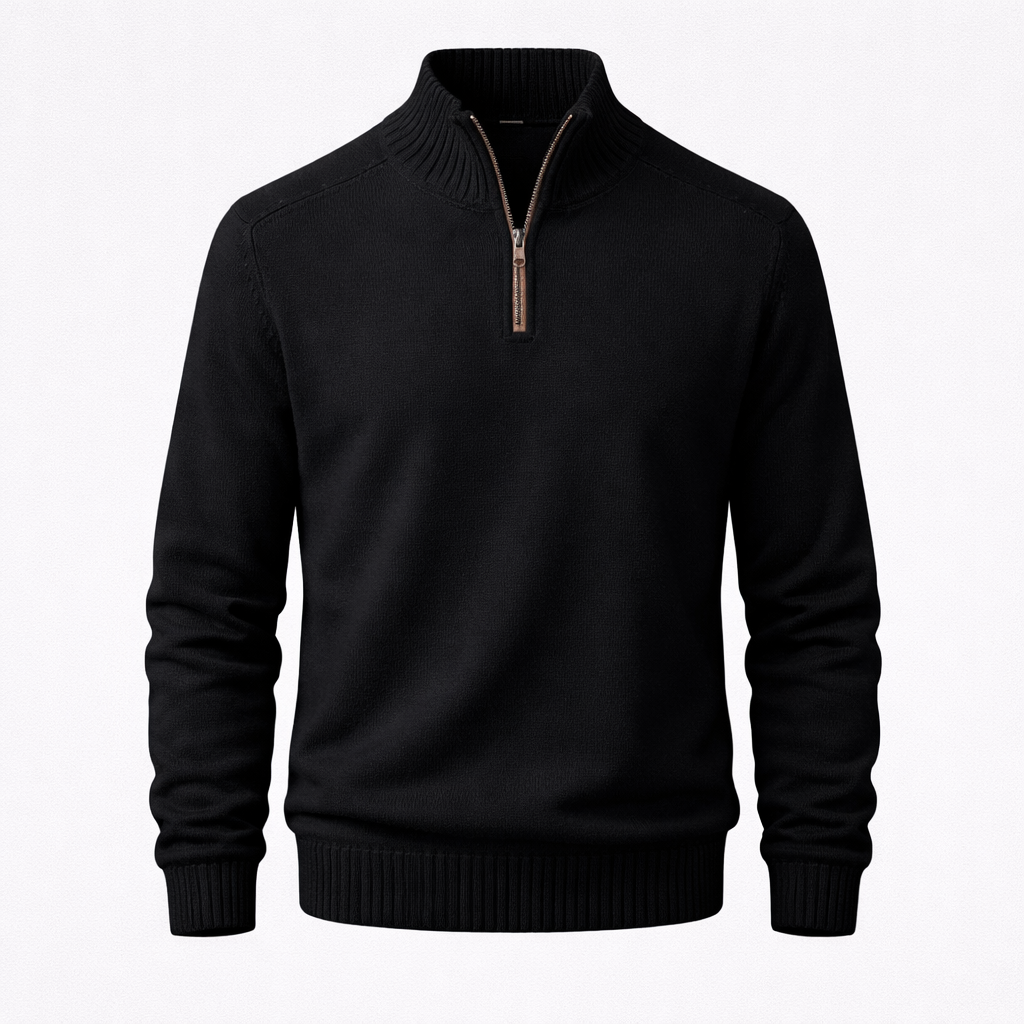 Aldric Men's Cashmere Cotton Half-Zip Jumper | Luxury Soft Zip Neck Knitwear for Men