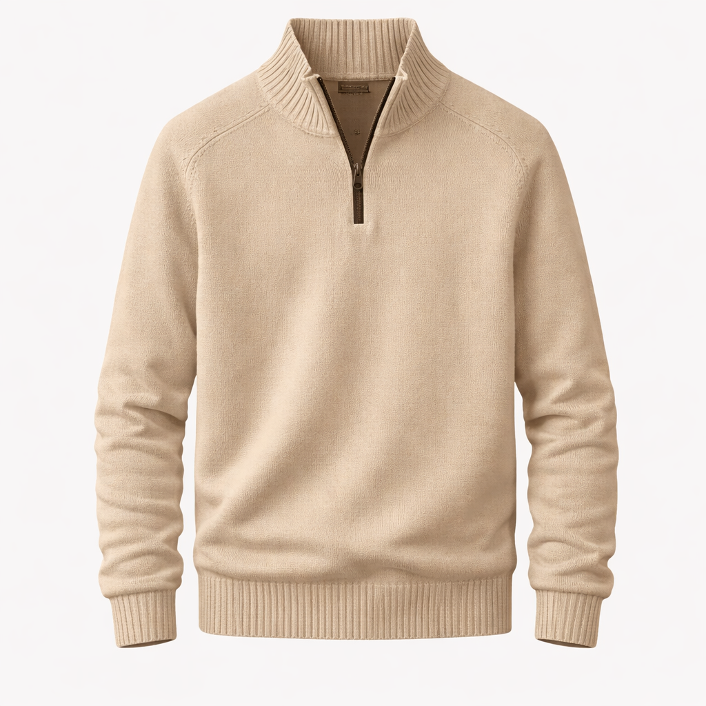 Aldric Men's Cashmere Cotton Half-Zip Jumper | Luxury Soft Zip Neck Knitwear for Men