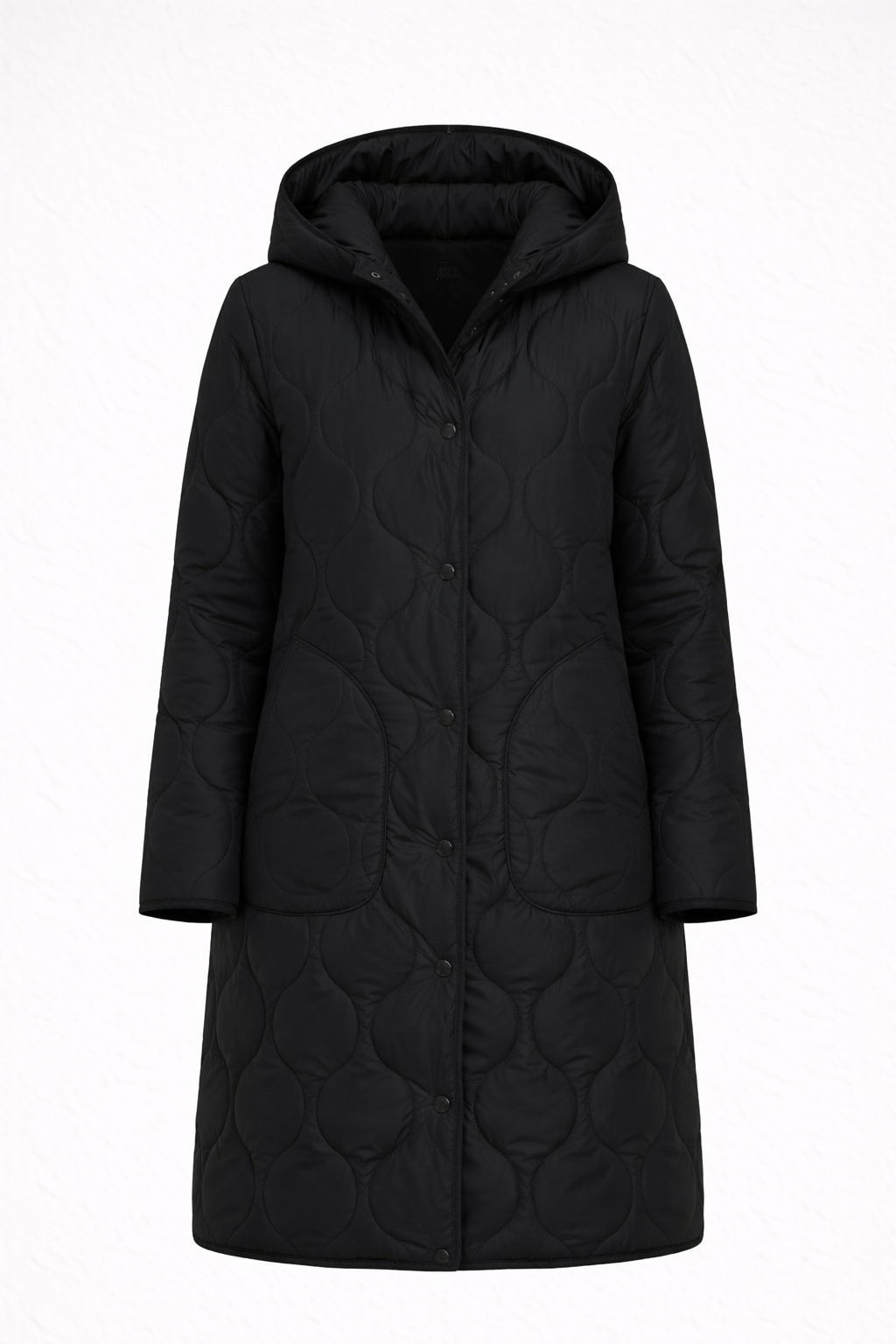 Women’s Black Long Quilted Puffer Coat Refined Warmth in Classic Form