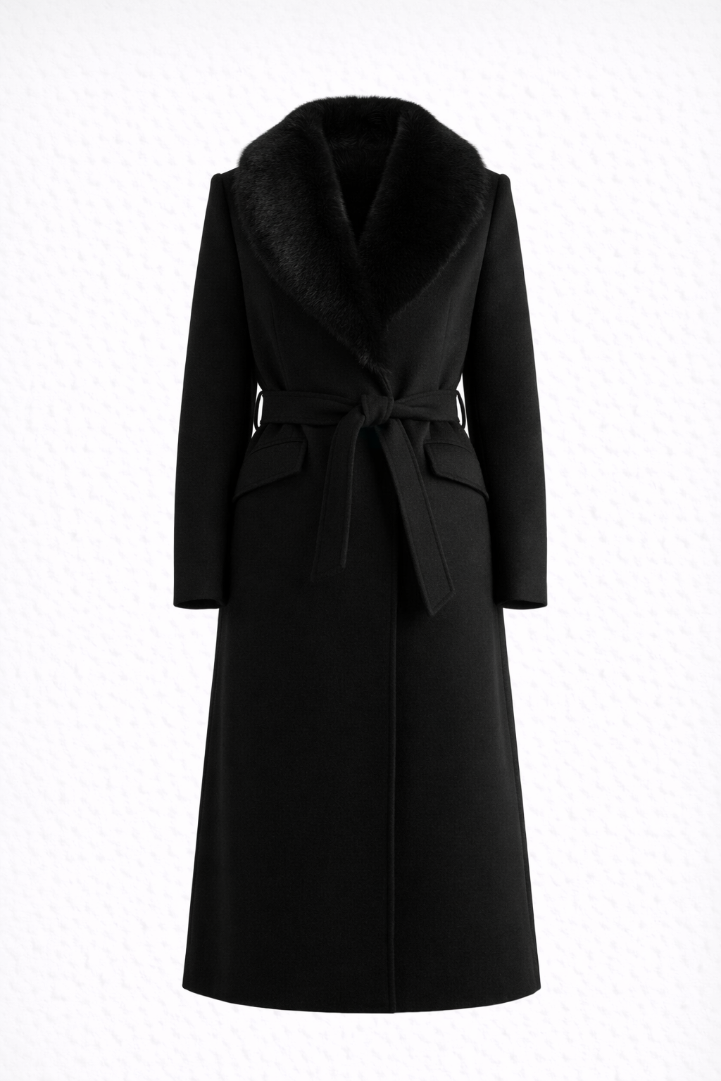 Women’s Long Coat with Faux Fur Collar